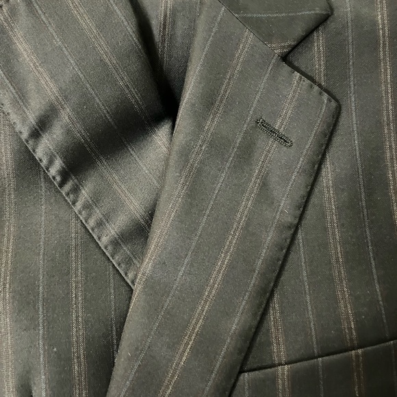 Isaia Custom Blue, Red Loro Piana SUPER 160, 15.5 Micron Wool Stripped 2Btn 44S - Picture 3 of 8